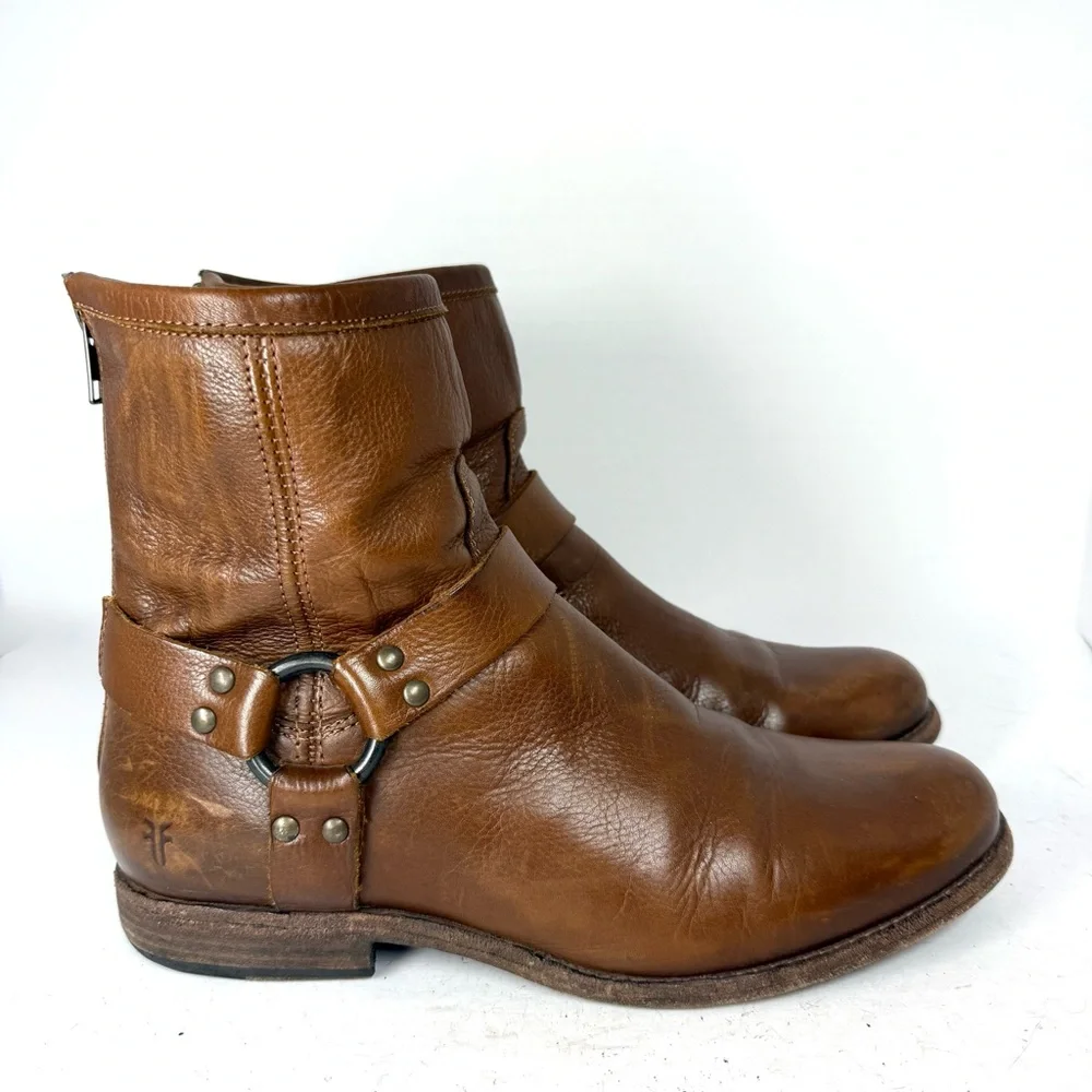 Frye Women’s Phillip Harness Brown Leather Boots Size 10‎